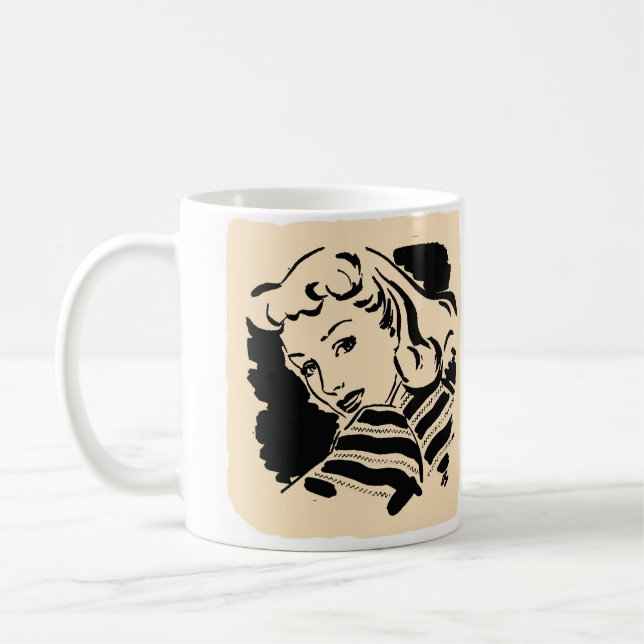 Mycket Coola Vintage Woman Sketch-kaffe Mugg (Vänster)