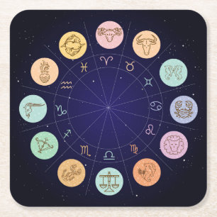 Mycket Coola Zodiac Underlägg uppsättning Papper Kvadrat