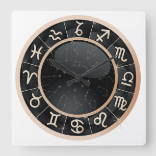 Mycket Coola Zodiac-väggslås Fyrkantig Klocka