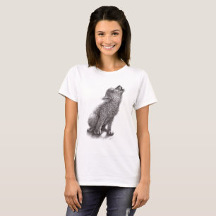 Mycket Cute Howling Hund Varg T-Shirt