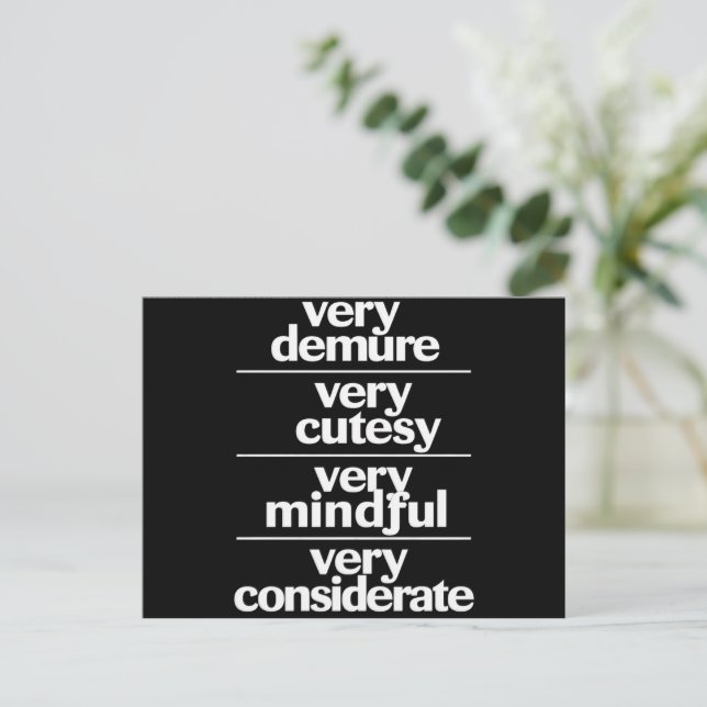 Mycket dämpat Mycket sött Mycket hänsynsfullt Dämp Vykort (Stående Fram)