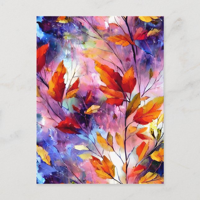 Mycket detaljerad fantasi Whimsical penseldrag löv Vykort (Framsida)