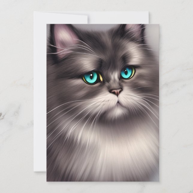 Mycket detaljerad Persian Cat Digital Triptych Julkort (Framsida)