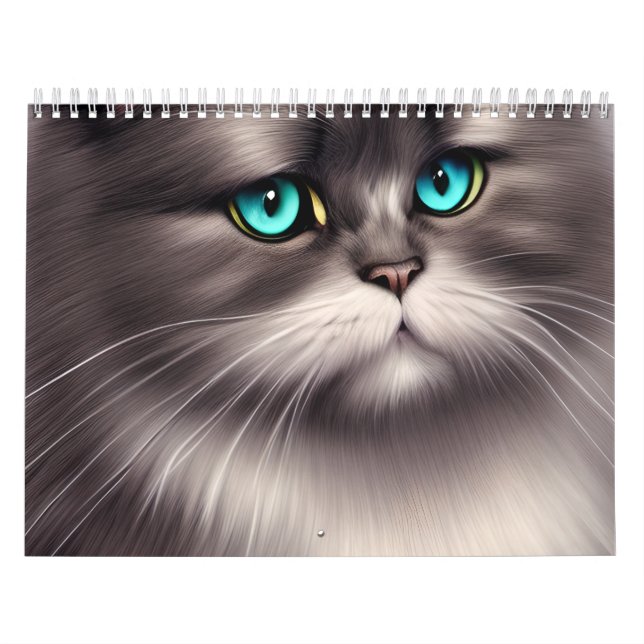 Mycket detaljerad Persian Cat Digital Triptych Kalender (Omslag)