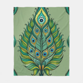Mycket detaljerat Peacock Feather Mönster Fleecefilt