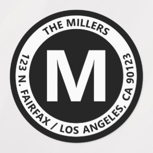 Mycket djärv, modern svartvit monogram och text klistermärke