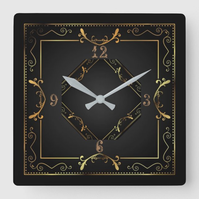 Mycket elegant Art Deco Fyrkantig Klocka (Framsida)