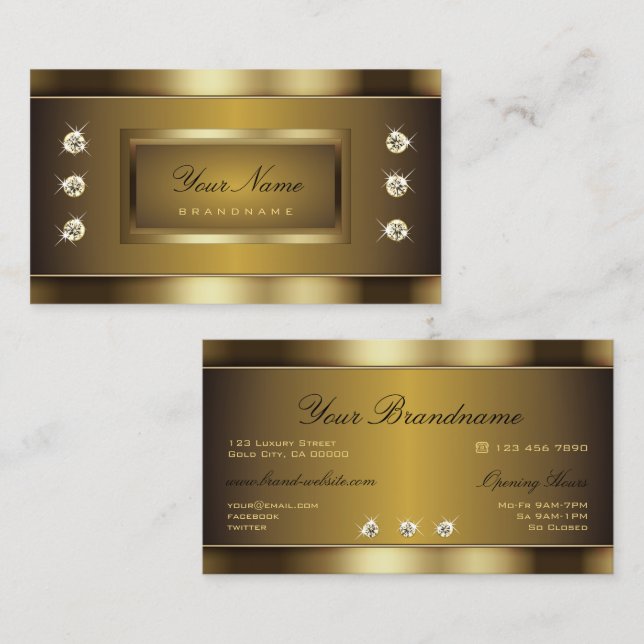 Mycket Elegant Golden Effects med Diamonds Graphic Visitkort (Fram/baksida)
