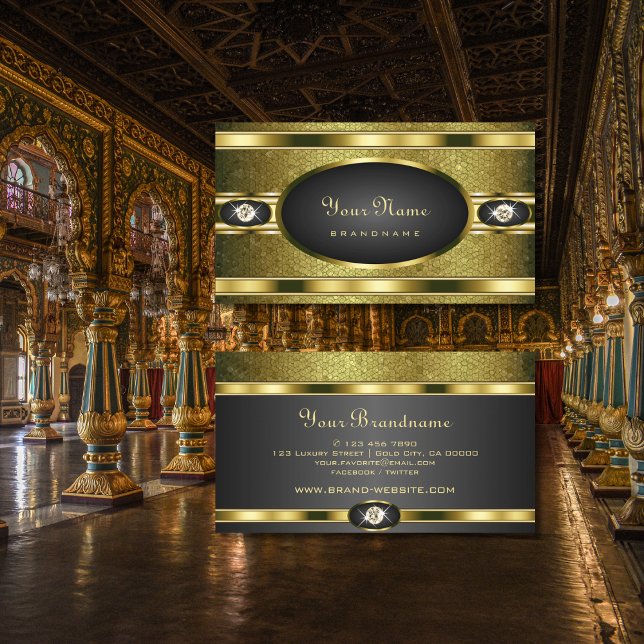 Mycket Elegant Guld och svart Färgad med diamanter Visitkort (Skapare uppladdad)