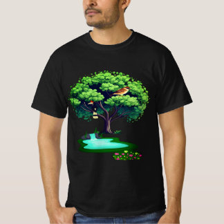 Mycket elegant Naturligt träd och fågelart T-farty T Shirt