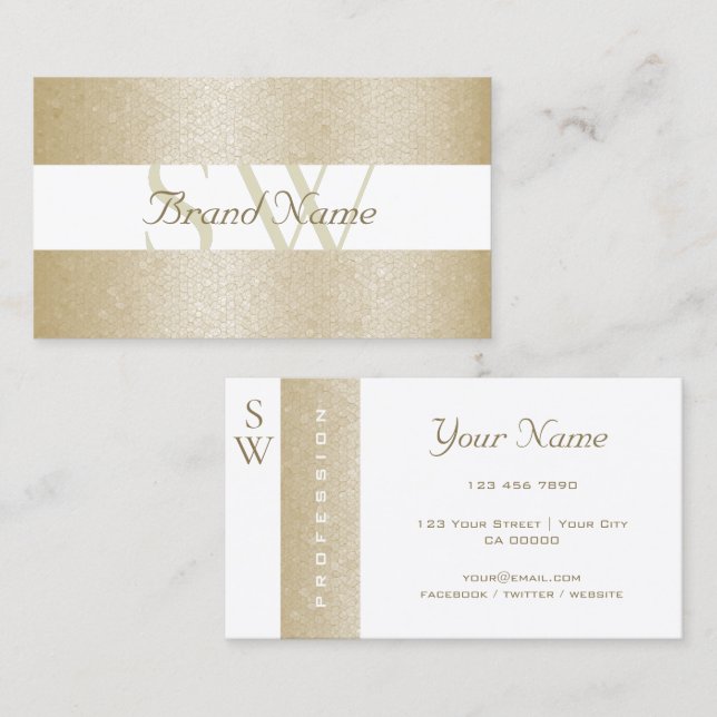 Mycket Elegant Pearl och White med monogramkvalite Visitkort (Fram/baksida)