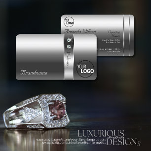 Mycket Elegant Silver Shimmery Diamonds och Logoty Visitkort