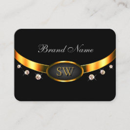 Mycket Elegant svart och Guld med monogramdiamante Visitkort