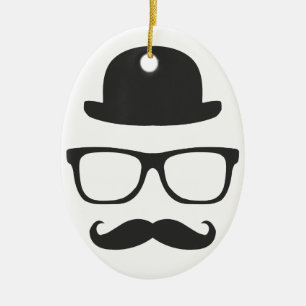 Mycket engelsk Moustache Julgransprydnad Keramik