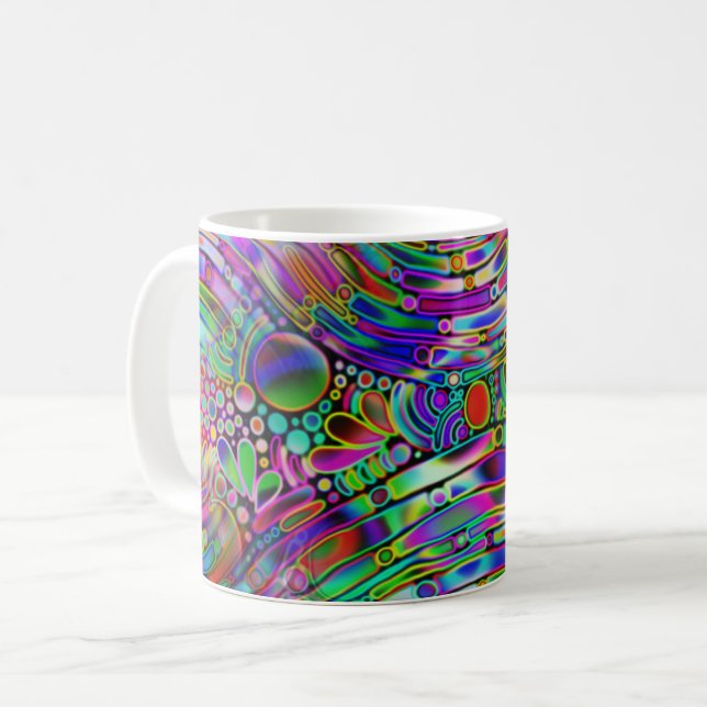 Mycket färgglatt abstrakta former konst 1 kaffemugg (Framsida vänster)