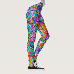 Mycket färgglatt abstrakta former konst 9 leggings
