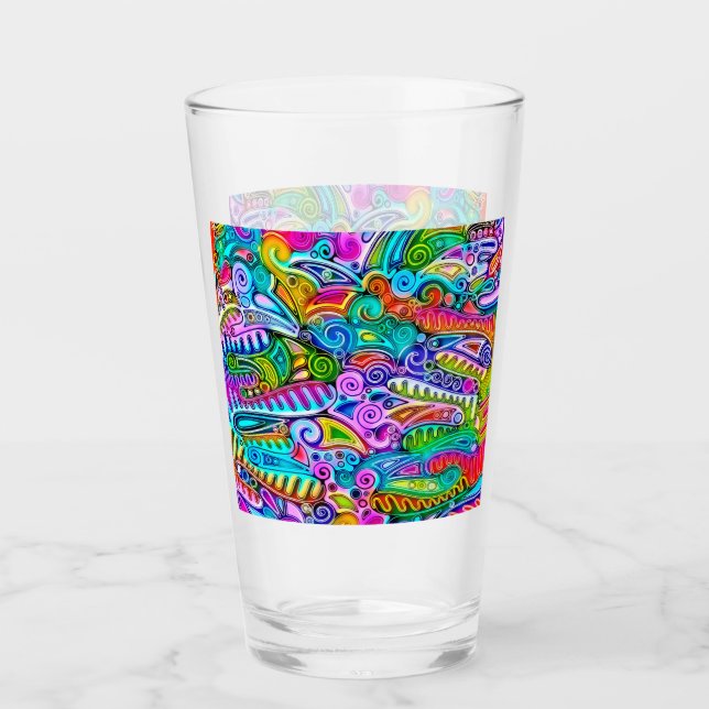 Mycket färglös abstrakt utgör del 9 glaskopp (Framsida)