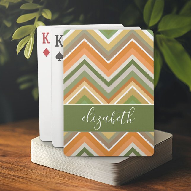 Mycket färgstark Chevron Mönster med Namn Casinokort (Custom Poker Playing Cards)