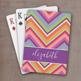 Mycket färgstark Chevron Mönster med Namn lila Casinokort
