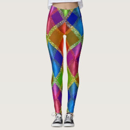 Mycket färgstark geometrisk design med Glitter Leggings