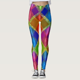 Mycket färgstark geometrisk design med Glitter Leggings