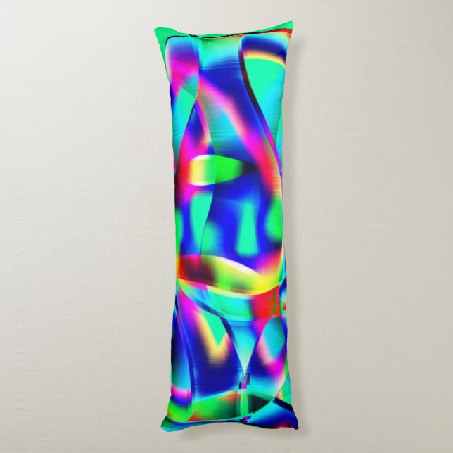 Mycket färgstarka böjda former, grönten dominerar  kroppskudde (Baksidan (Vertikal))