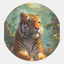 Mycket fin tiger 🐯 design på runt klistermärke