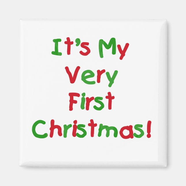 Mycket första julskjortor och julklappar magnet (Framsidan)