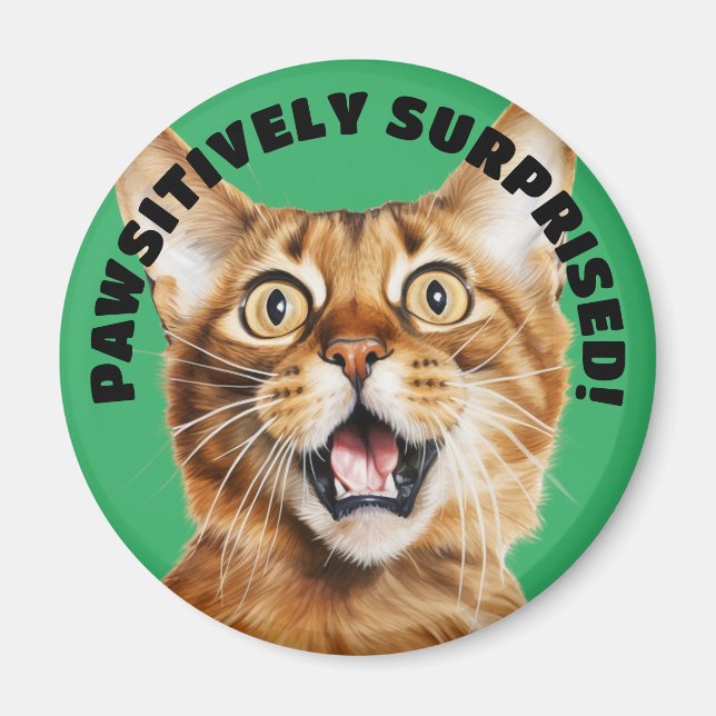 MYCKET FÖRVÅNAD! Funny Crazy Cat-Grönt Magnet (Framsidan)