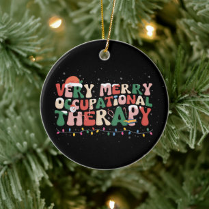 Mycket glad arbetsterapeutik jul OT jul Julgransprydnad Keramik