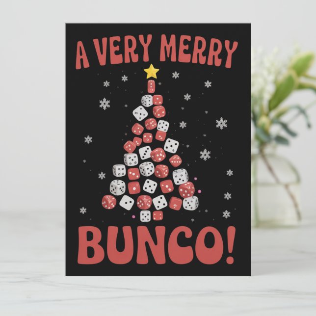 Mycket Glad Bunco Julgran Tärningsspelsnatt Julkort (Stående Fram)