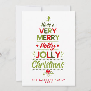 Mycket Glad Holly Jolly Julgran Anpassat Namn Julkort