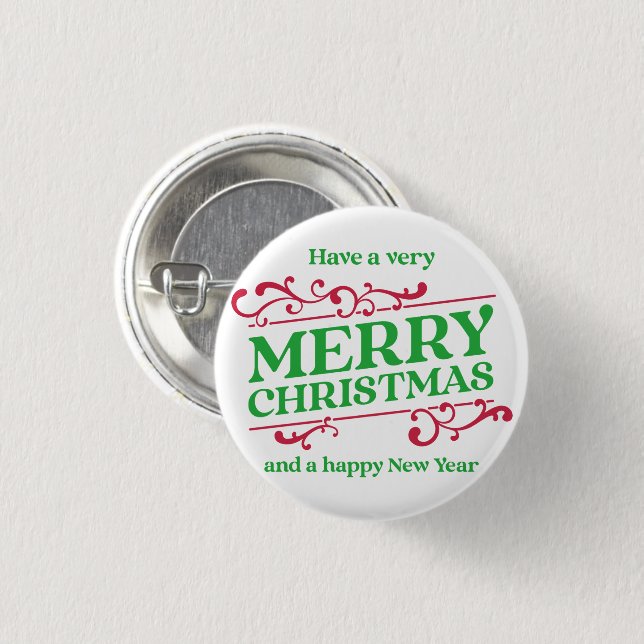 Mycket glad jul Button Knapp (Framsida & baksida)