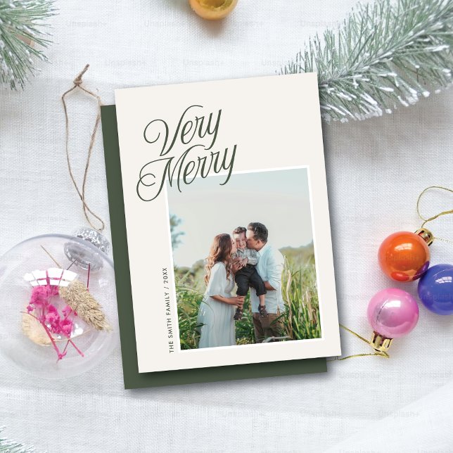 Mycket glad jul Elegant Script En bild  Julkort (Skapare uppladdad)