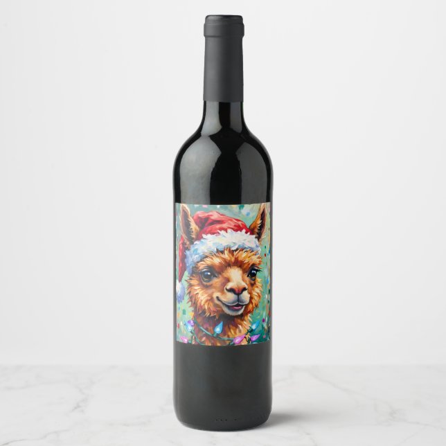 Mycket glad jul lama vinflaska etikett (Framsida)