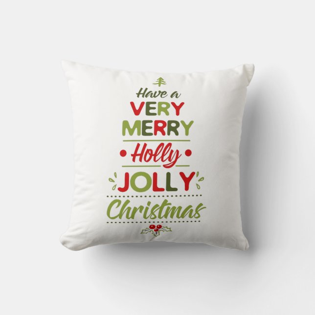 Mycket glad julgran typografi  kudde (Framsida)