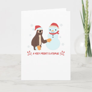 Mycket glad snöflingor för en Slothmas snögubbe Kort