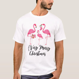 Mycket glatt jul för flamingos firande hälsning t shirt