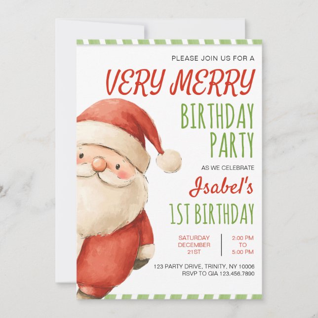 Mycket god Birthday Jultomten Inbjudningar (Framsida)