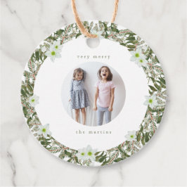 Mycket God Gräs och Blommigt Vinterandejul Gåvor Etiketter