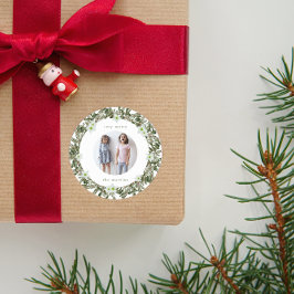 Mycket God Gräs och Blommigt Vinterandejul Runt Klistermärke