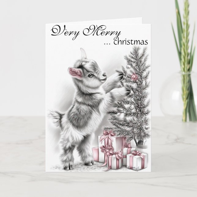 Mycket God jul - Baby Goat-jul Helgkort (Framsida)