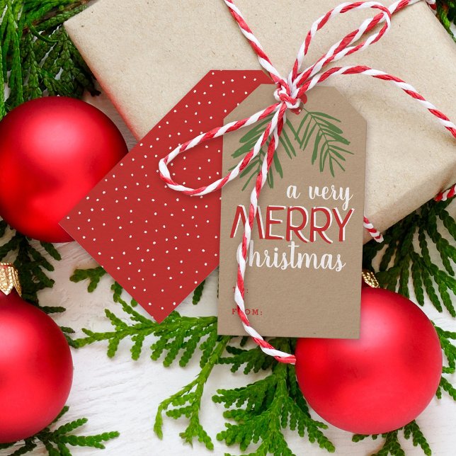 Mycket God jul Berry Gren Helgdag Presentetikett (Skapare uppladdad)