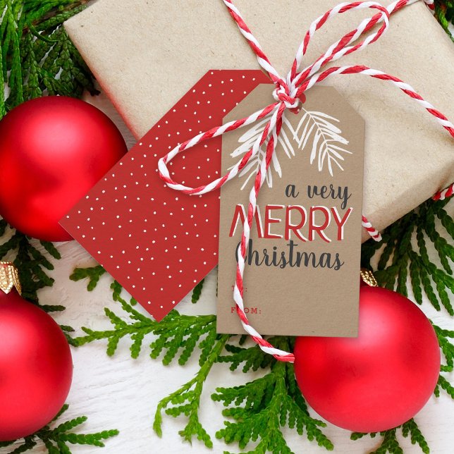 Mycket God jul Berry Gren Helgdag Presentetikett (Skapare uppladdad)