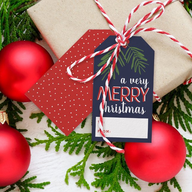 Mycket God jul Berry Gren Helgdag Presentetikett (Skapare uppladdad)