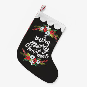 Mycket God jul Blommigt Black Liten Julstrumpa
