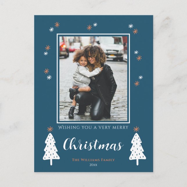 Mycket God jul Doodle Träd Modern Photo Helg Vykort (Framsida)