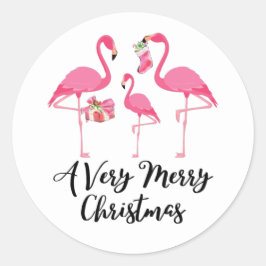 Mycket God jul Flamingos Helgdag Runt Klistermärke