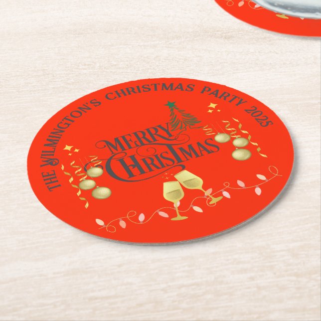 Mycket God jul Party Underlägg Papper Rund (Vinklad)