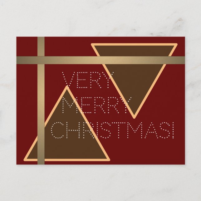 Mycket God jul rödbrun guld Vykort (Framsida)